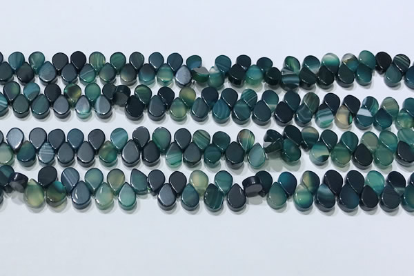 CAA5317 Top drilled 6*8mm flat teardrop line agate beads