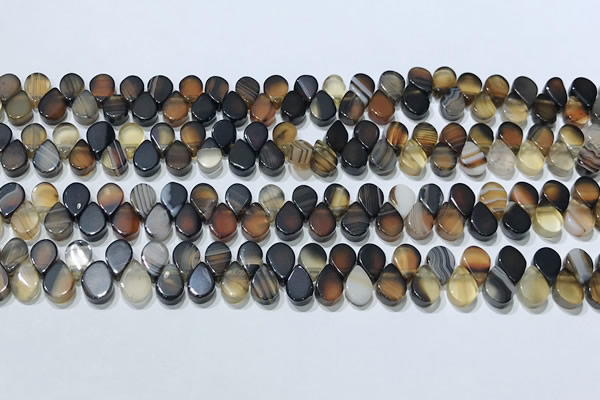 CAA5321 Top drilled 6*8mm flat teardrop line agate beads