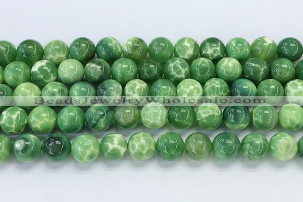 CAA5407 15.5 inches 10mm round peacock serpntine gemstone beads