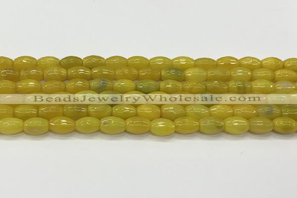 CAA5468 15.5 inches 8*12mm faceted rice agate beads