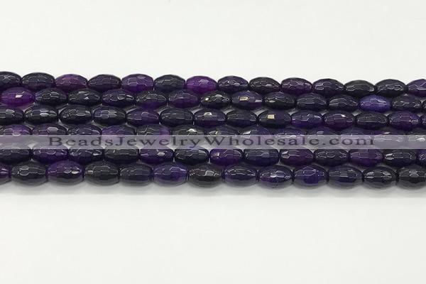 CAA5477 15.5 inches 8*12mm faceted rice agate beads