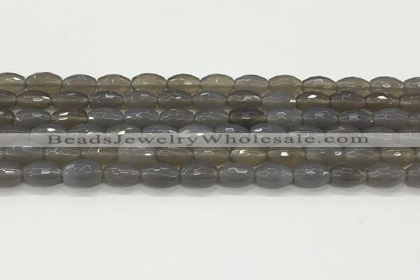 CAA5482 15.5 inches 8*12mm faceted rice agate beads