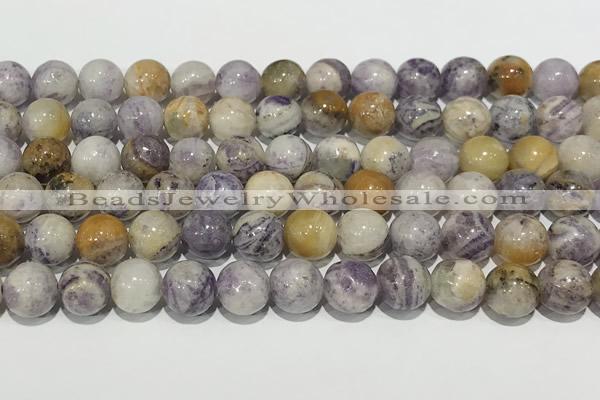 CAA5487 15 inches 8mm round purple flower stone beads