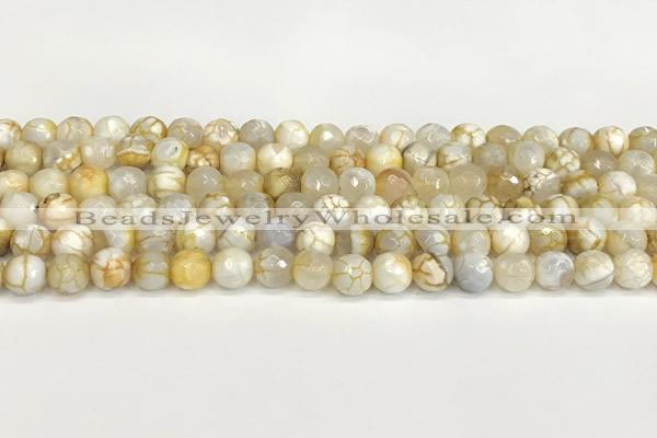 CAA5514 15 inches 8mm faceted round fire crackle agate beads
