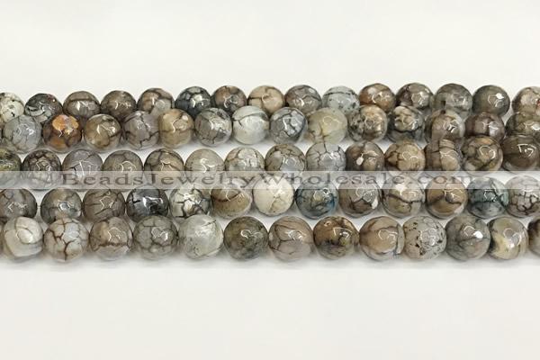 CAA5532 15 inches 10mm faceted round fire crackle agate beads