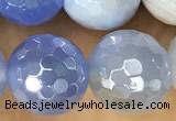 CAA5552 15 inches 10mm faceted round AB-color banded agate beads