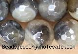 CAA5563 15 inches 8mm faceted round AB-color banded agate beads