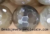 CAA5565 15 inches 12mm faceted round AB-color banded agate beads