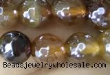 CAA5566 15 inches 6mm faceted round AB-color banded agate beads