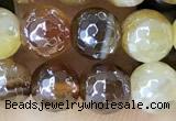 CAA5570 15 inches 6mm faceted round AB-color banded agate beads