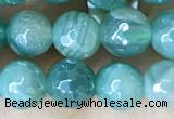 CAA5578 15 inches 6mm faceted round AB-color banded agate beads