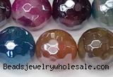 CAA5612 15 inches 10mm faceted round AB-color banded agate beads