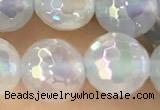 CAA5621 15 inches 8mm faceted round AB-color white agate beads