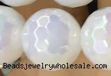 CAA5623 15 inches 12mm faceted round AB-color white agate beads