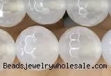 CAA5626 15 inches 8mm faceted round AB-color white agate beads