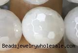 CAA5628 15 inches 12mm faceted round AB-color white agate beads