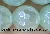 CAA5638 15 inches 12mm faceted round AB-color green agate beads