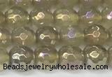 CAA5650 15 inches 6mm faceted round AB-color grey agate beads