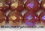 CAA5666 15 inches 8mm faceted round AB-color red agate beads