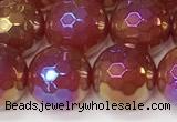 CAA5667 15 inches 10mm faceted round AB-color red agate beads