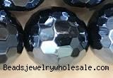 CAA5672 15 inches 10mm faceted round AB-color black agate beads