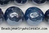 CAA5677 15 inches 10mm faceted round AB-color blue agate beads