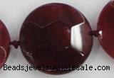 CAA568 15.5 inches 35mm faceted flat round dragon veins agate beads