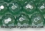 CAA5686 15 inches 8mm faceted round AB-color green agate beads