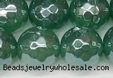 CAA5687 15 inches 10mm faceted round AB-color green agate beads