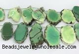 CAA5709 Top drilled 25*30mm - 40*50mm freeform grass agate beads