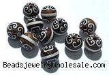 CAA5712 10mm round tibetan agate dzi beads wholesale