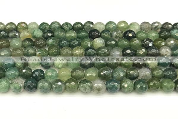 CAA5745 15 inches 6mm faceted round moss agate beads