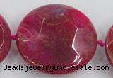 CAA576 15.5 inches 45mm faceted flat round dragon veins agate beads