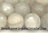 CAA5767 15 inches 10mm faceted round white crazy lace agate beads