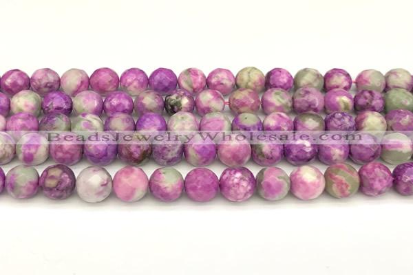 CAA5771 15 inches 8mm faceted round colorfull crazy lace agate beads