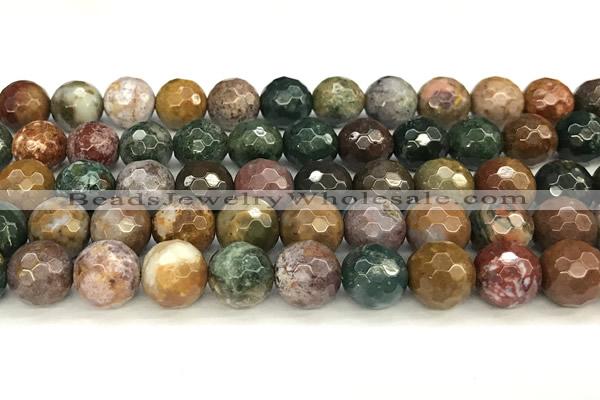 CAA5777 15 inches 10mm faceted round ocean agate beads