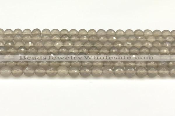 CAA5785 15 inches 6mm faceted round grey agate beads