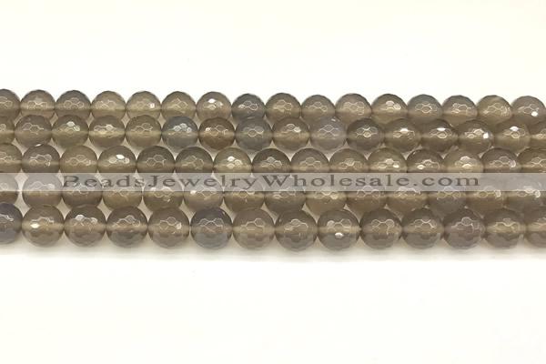 CAA5786 15 inches 8mm faceted round grey agate beads