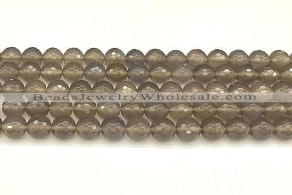 CAA5787 15 inches 10mm faceted round grey agate beads