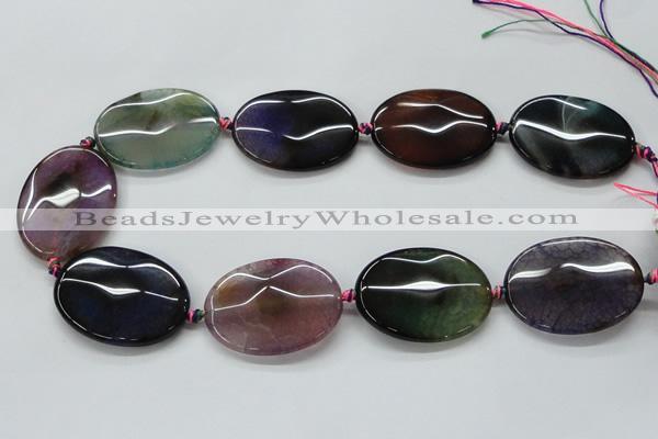 CAA582 15.5 inches 30*40mm faceted oval dragon veins agate beads