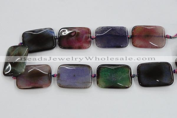 CAA592 15.5 inches 30*40mm faceted rectangle dragon veins agate beads