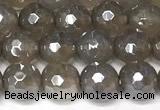 CAA5943 15 inches 6mm faceted round AB-color grey agate beads