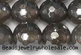 CAA5945 15 inches 10mm faceted round AB-color grey agate beads