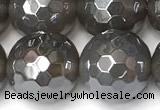 CAA5946 15 inches 12mm faceted round AB-color grey agate beads