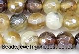 CAA5961 15 inches 6mm faceted round AB-color line agate beads