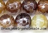 CAA5963 15 inches 10mm faceted round AB-color line agate beads