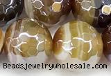 CAA5964 15 inches 12mm faceted round AB-color line agate beads