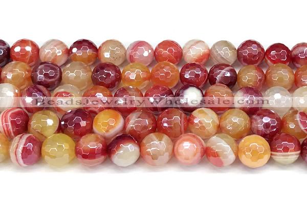 CAA5967 15 inches 10mm faceted round AB-color line agate beads