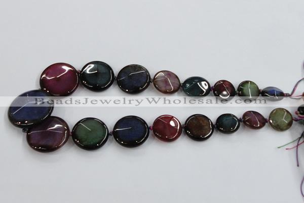 CAA597 20mm - 40mm faceted flat round dragon veins agate beads