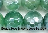 CAA5979 15 inches 10mm faceted round AB-color line agate beads